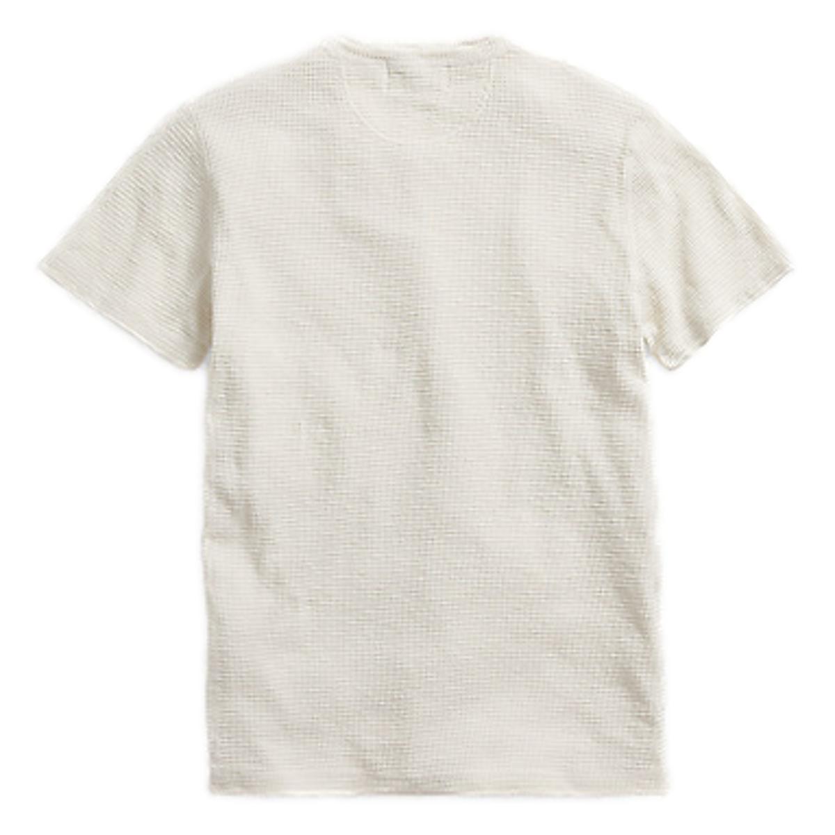 Waffle-Knit Short-Sleeve Henley Shirt Paper White - Henley