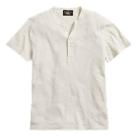 Waffle-Knit Short-Sleeve Henley Shirt Paper White - Henley