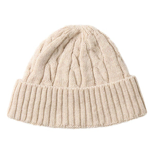Washable Merino Cable Watch Cap Ivory - Hat