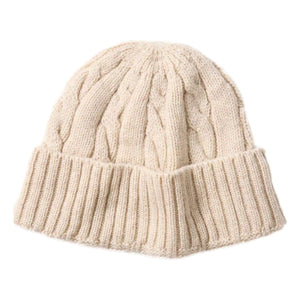 Washable Merino Cable Watch Cap Ivory - Hat