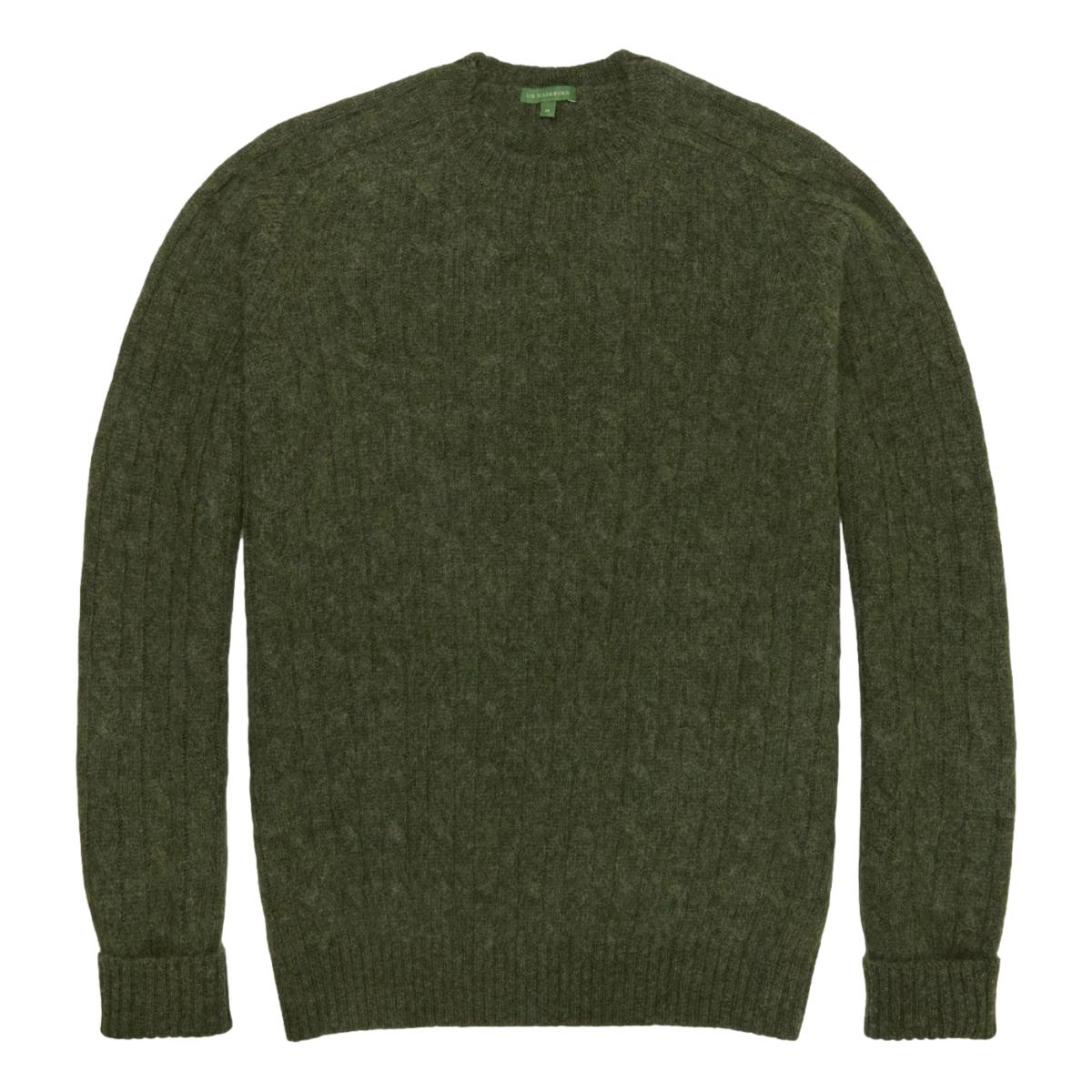 Washed Cable Crewneck Sweater Arborist Rustic Wool - sweater