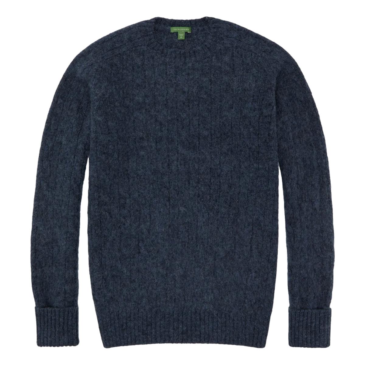 Washed Cable Crewneck Sweater Captain Wool - sweater
