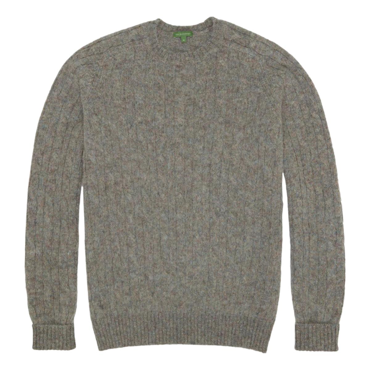 Washed Cable Crewneck Sweater Mist Rustic Wool - sweater