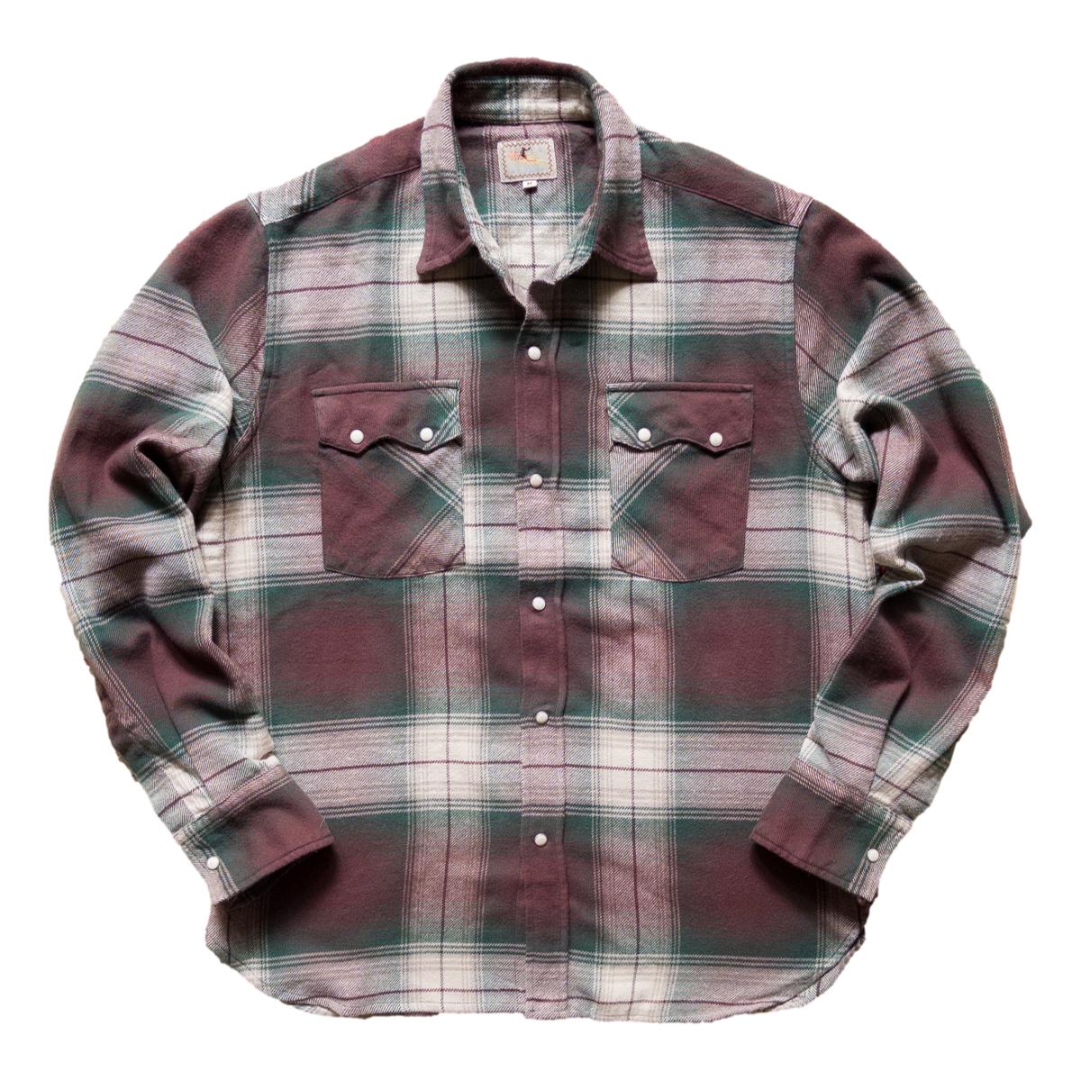 Washed Flannel Pearlsnap Shirt Grizzly Shadow Plaid - Shirt