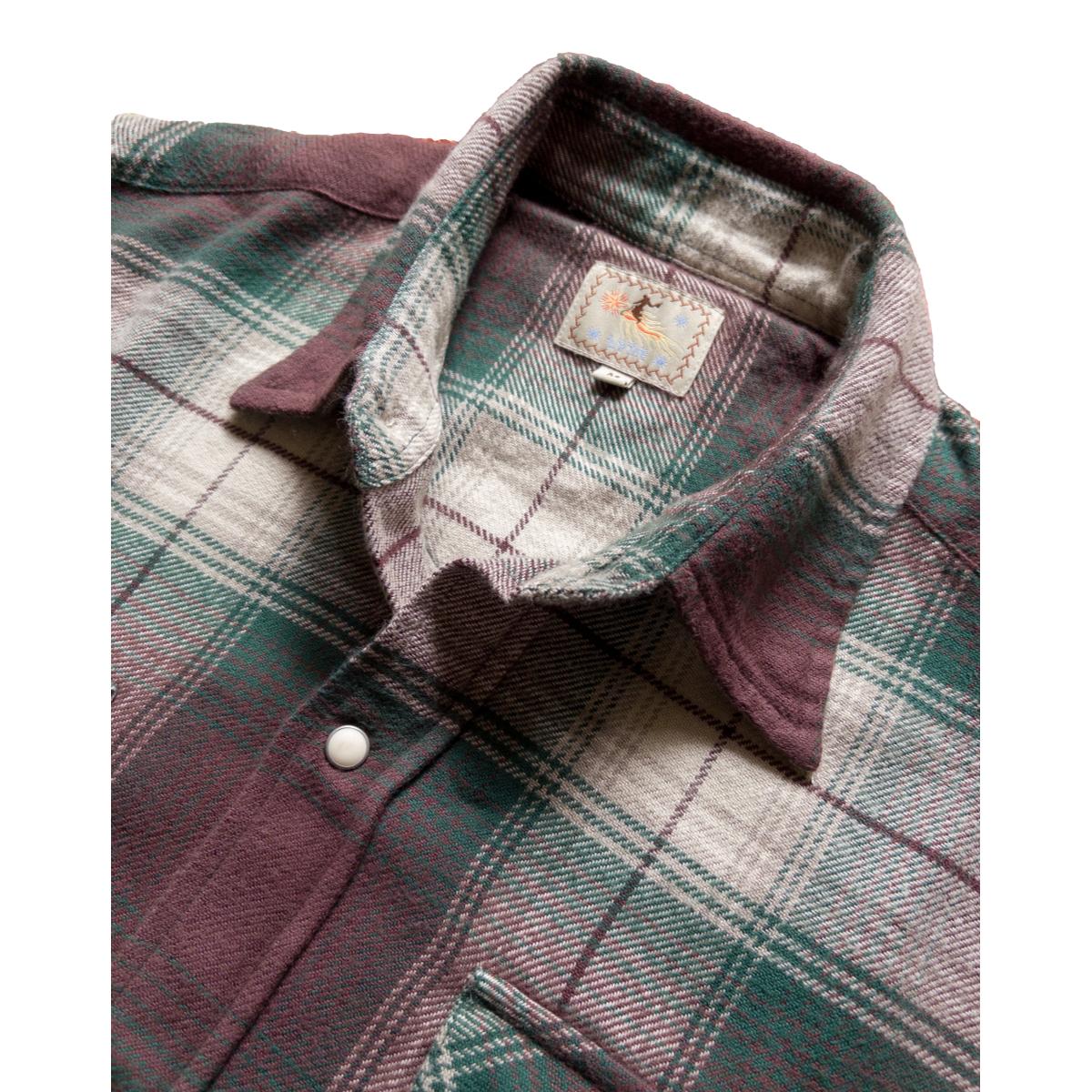 Washed Flannel Pearlsnap Shirt Grizzly Shadow Plaid - Shirt