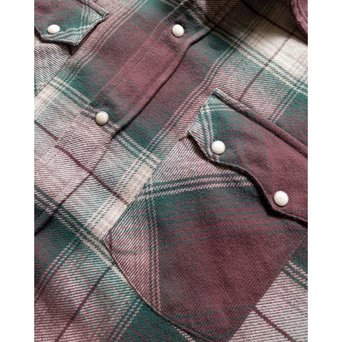 Washed Flannel Pearlsnap Shirt Grizzly Shadow Plaid - Shirt