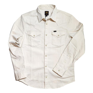 Western Herringbone Snap Shirt Ecru - Shirt