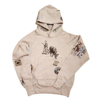 Western Hoodie Light Taupe Multi Embroidery Sweatshirt