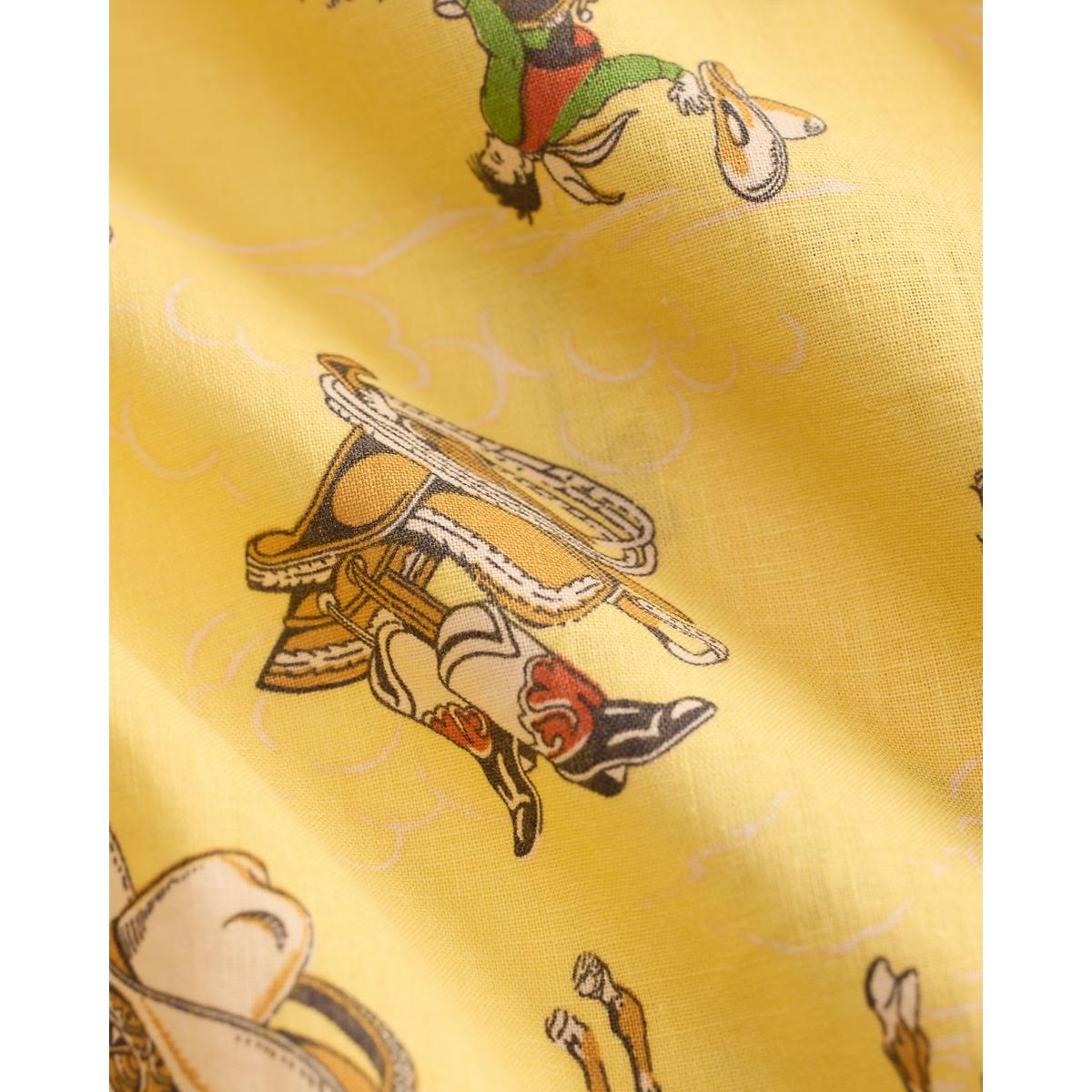 Western-Print Linen-Cotton Camp Shirt Yellow Multi - Shirt