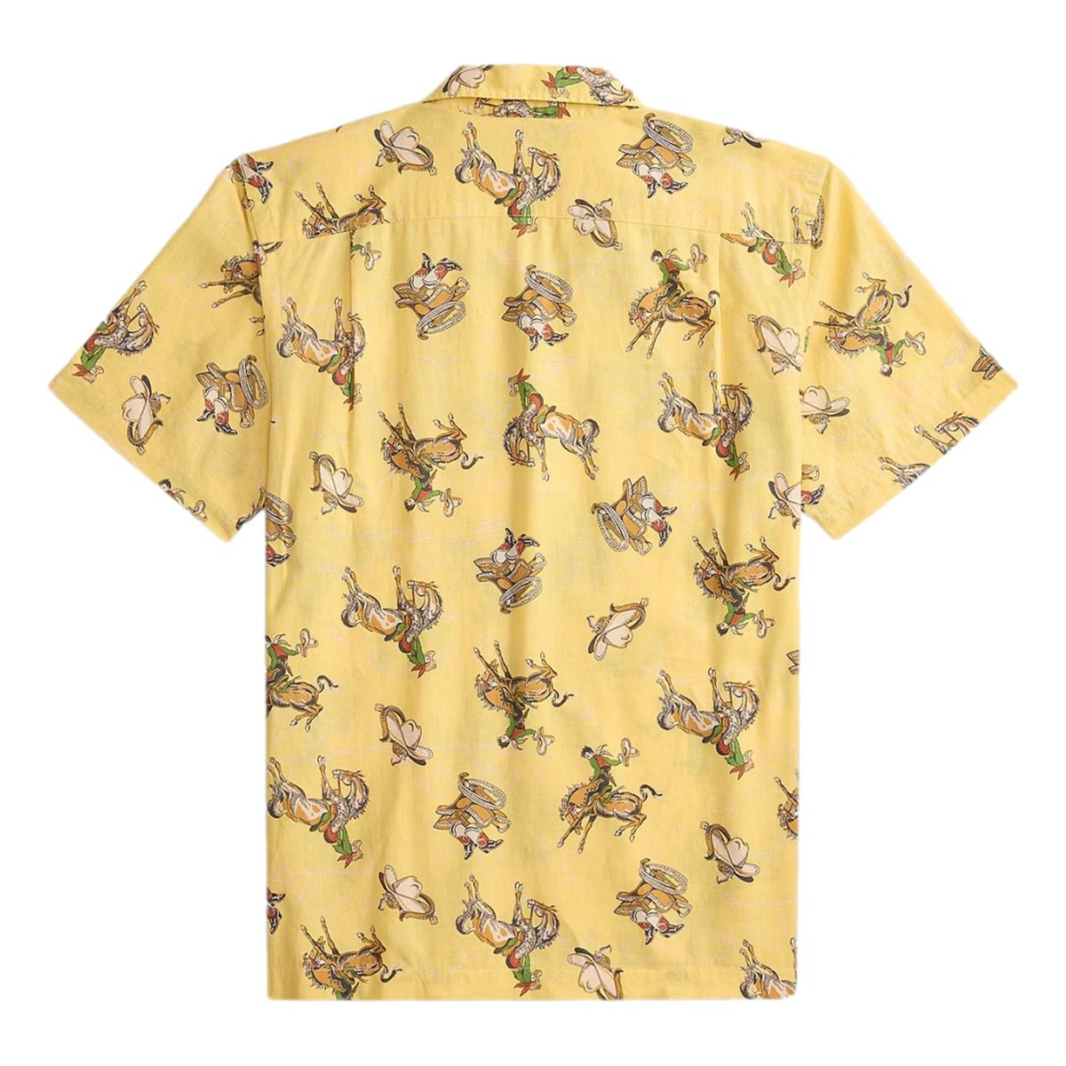 Western-Print Linen-Cotton Camp Shirt Yellow Multi - Shirt