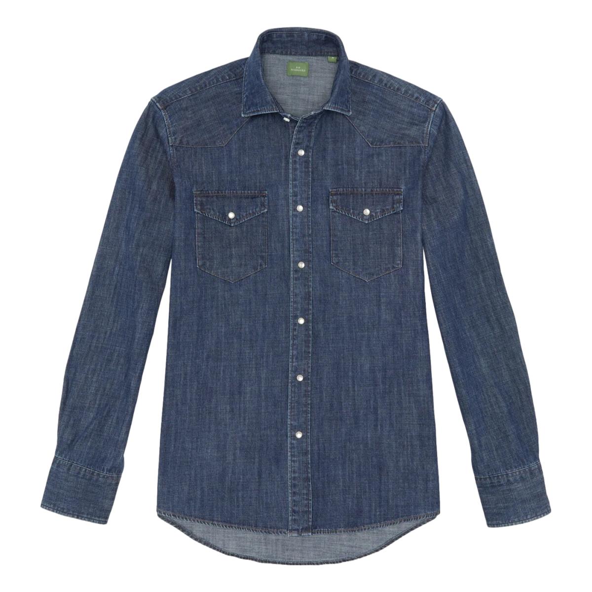 Western Work Shirt Medium Wash Indigo - Shirts