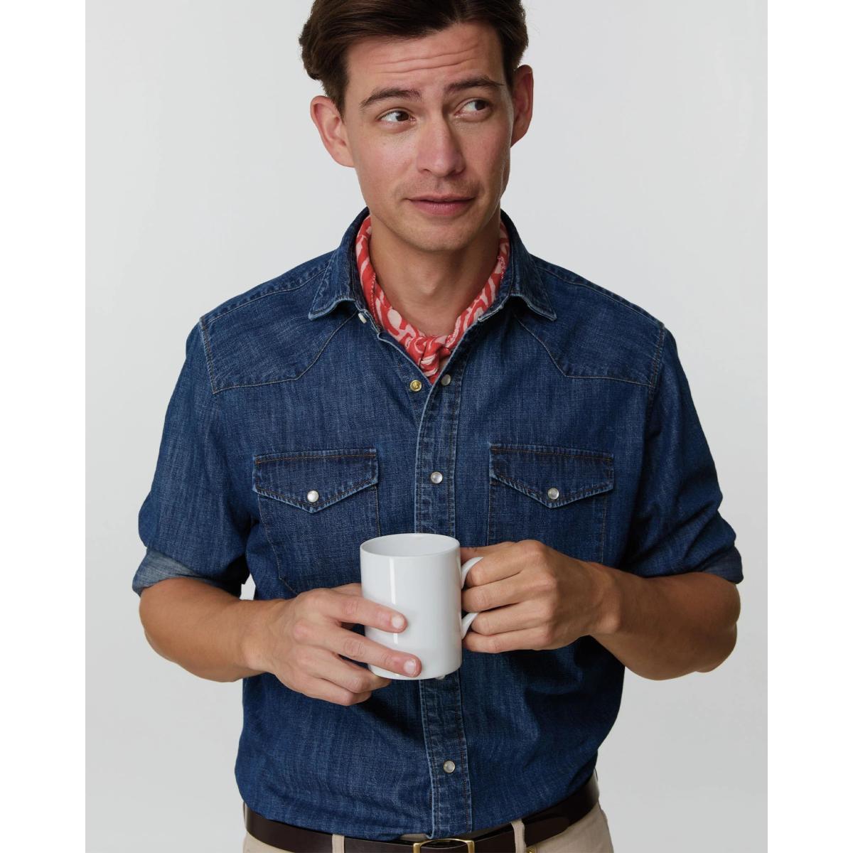 Western Work Shirt Medium Wash Indigo - Shirts