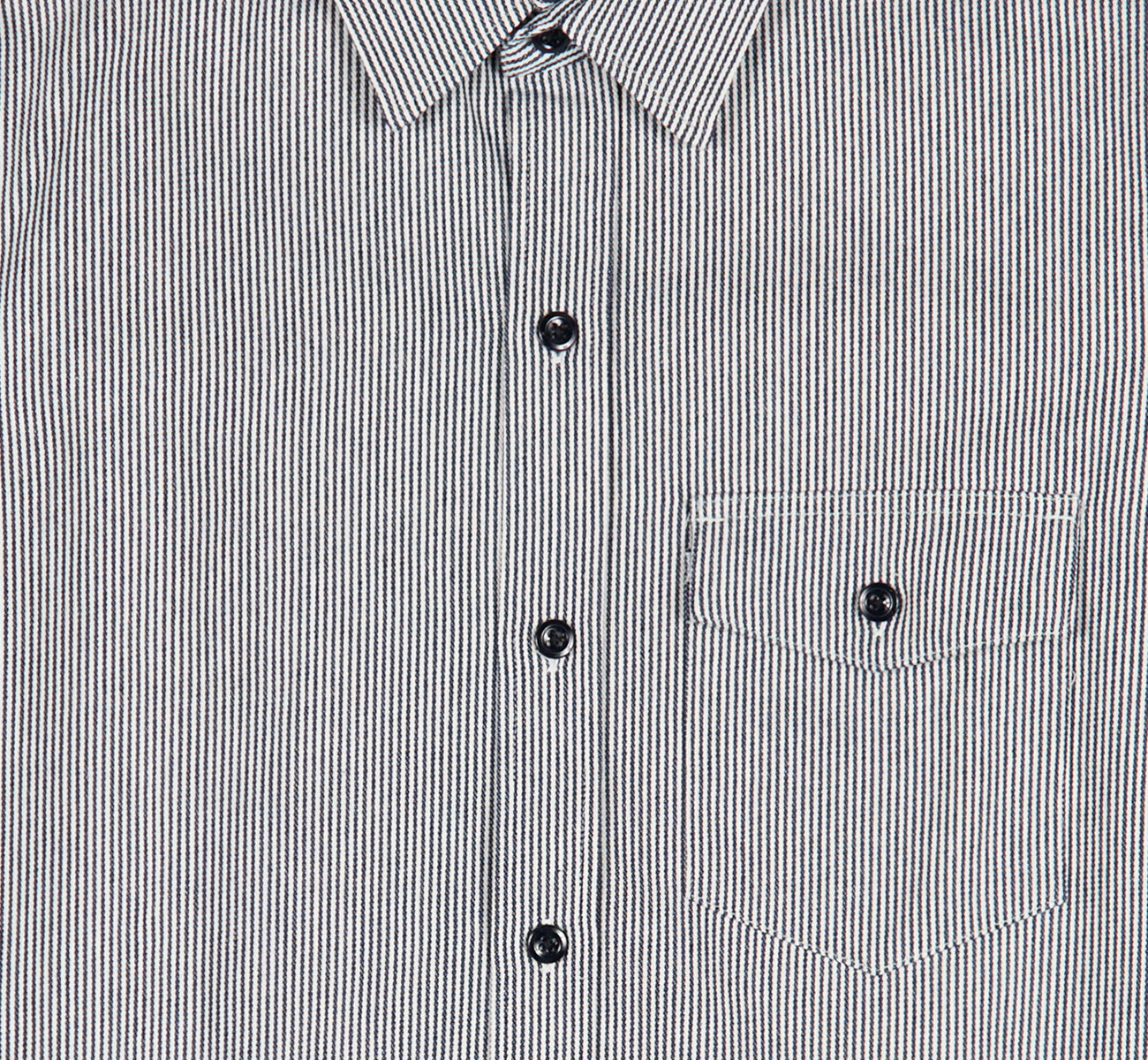 White & Indigo 8oz Narrow Stripe Denim Shirt - Shirt