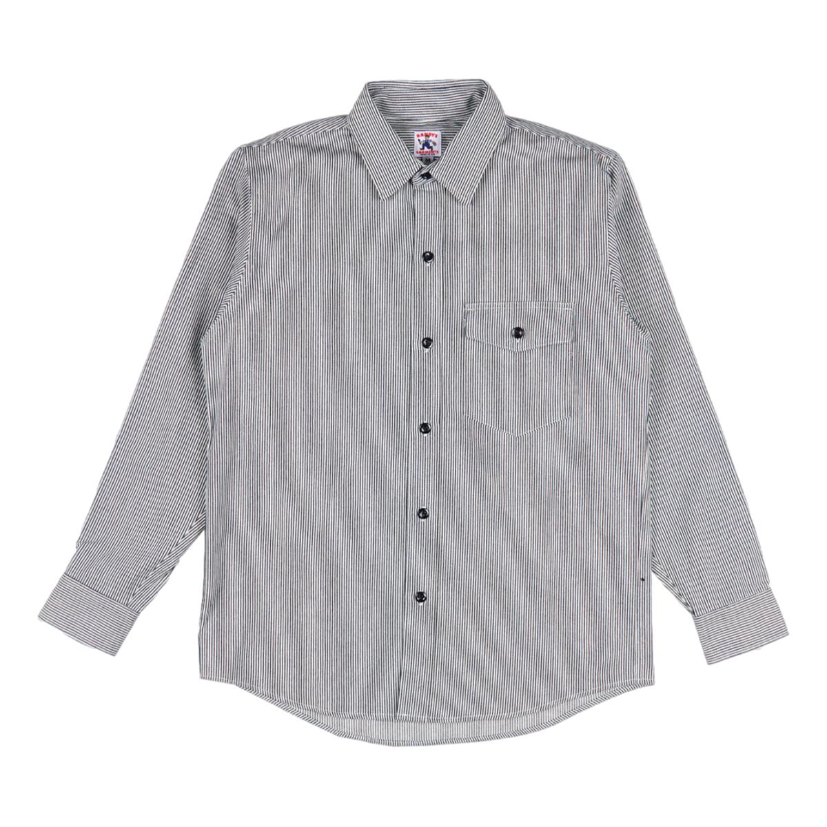 White & Indigo 8oz Narrow Stripe Denim Shirt - Shirt