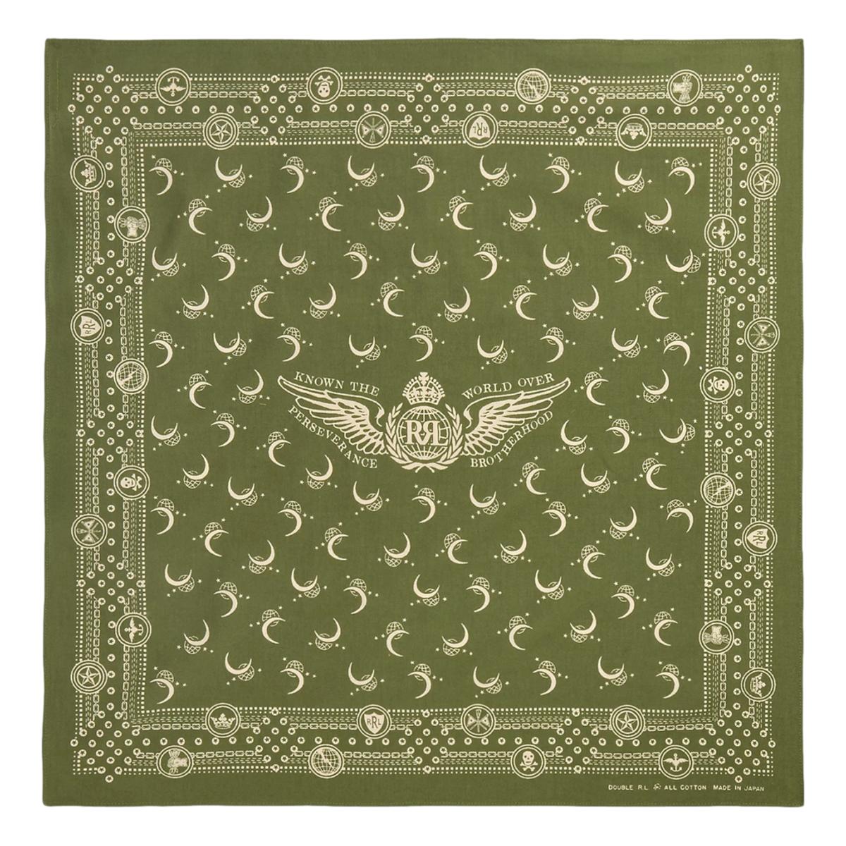 Winged-Logo Cotton Bandanna Olive Drab/Cream - Bandanna