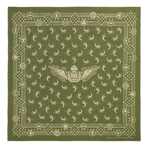 Winged-Logo Cotton Bandanna Olive Drab/Cream - Bandanna