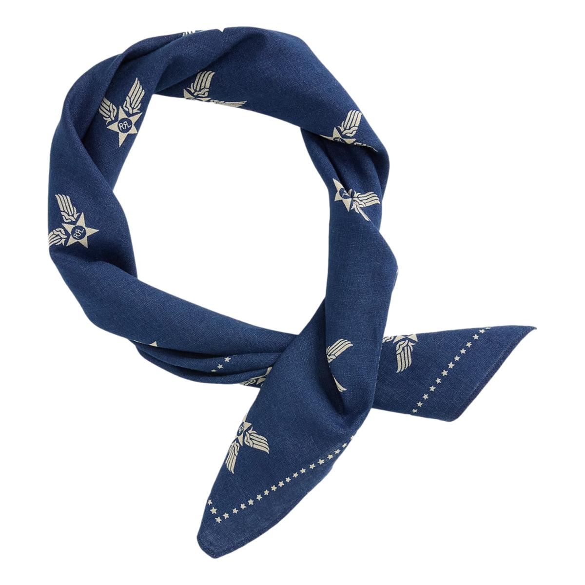 Winged-Logo Indigo Bandanna Indigo Cream - Bandanna