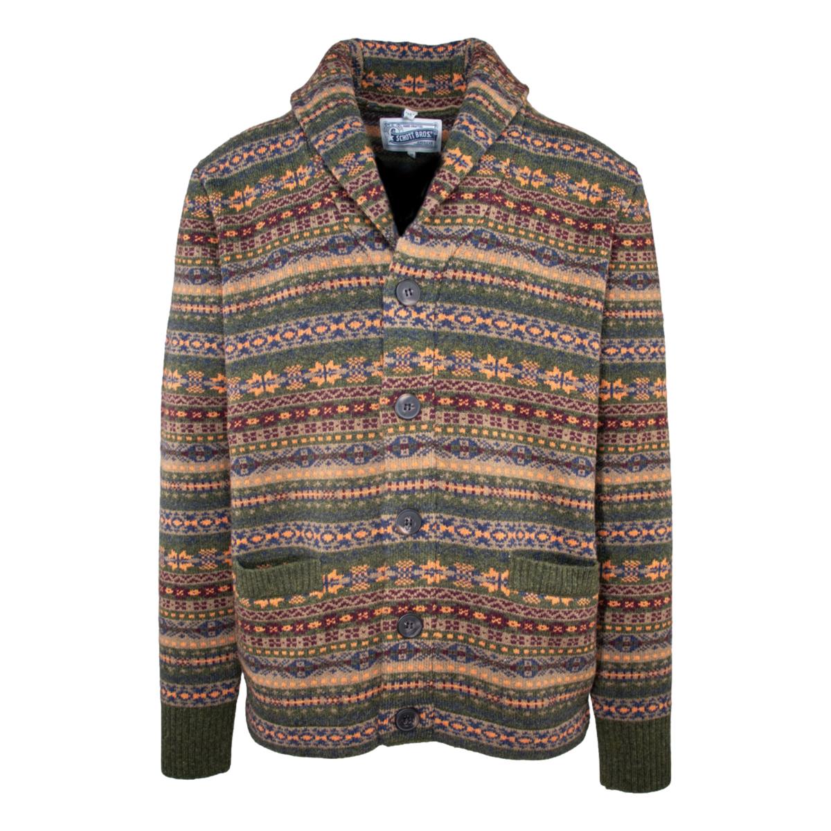 Wool Blend Fair Isle Cardigan Camel - Sweater