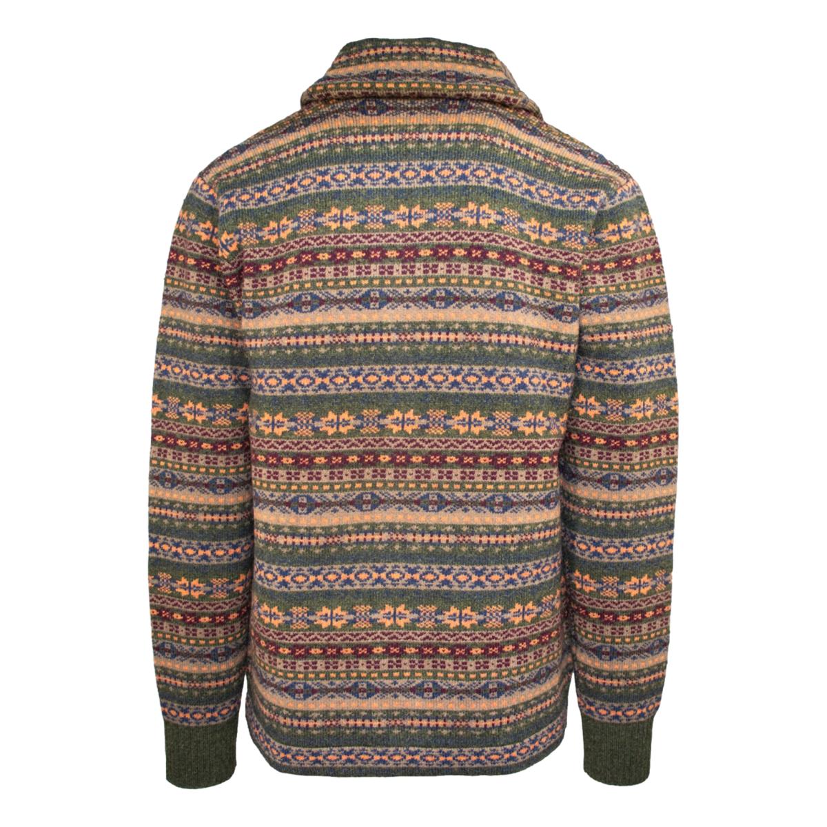 Wool Blend Fair Isle Cardigan Camel - Sweater