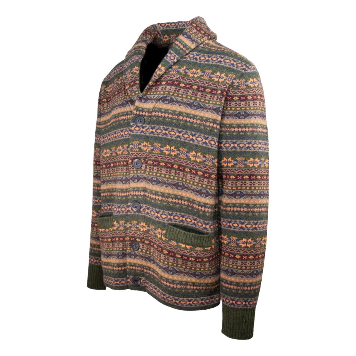 Wool Blend Fair Isle Cardigan Camel - Sweater