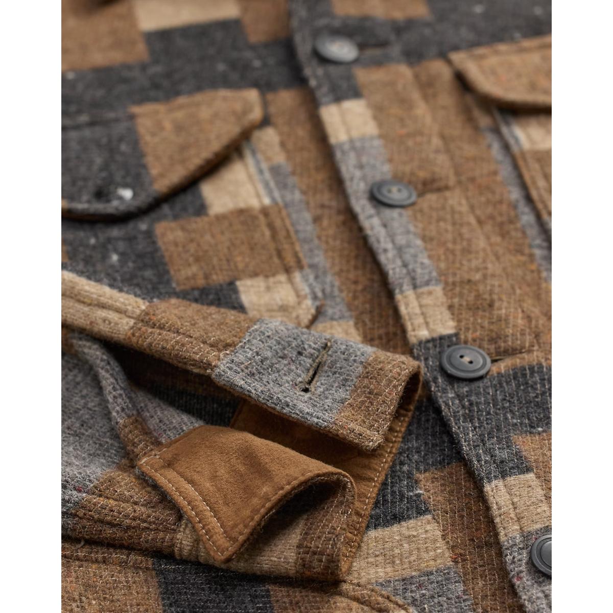 Wool-Blend Jacquard Shirt Jacket Blue Multi - outerwear