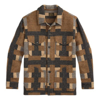 Wool-Blend Jacquard Shirt Jacket Blue Multi - outerwear