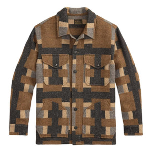 Wool-Blend Jacquard Shirt Jacket Blue Multi - outerwear