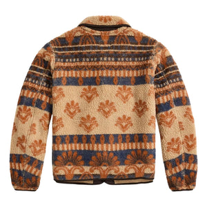 Wool-Blend Pile Fleece Jacket Orange Multi - knitwear