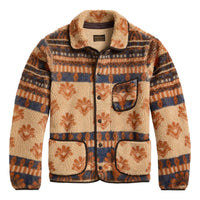 Wool-Blend Pile Fleece Jacket Orange Multi - knitwear