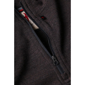 Wool Cotton Quarter Zip Char Brown - Sweaters