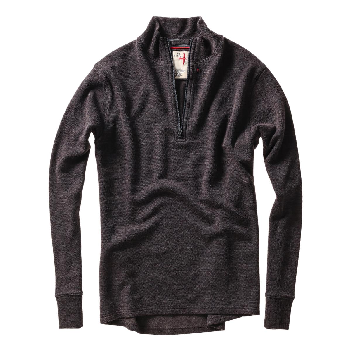 Wool Cotton Quarter Zip Char Brown - Sweaters