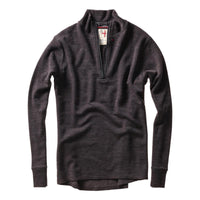 Wool Cotton Quarter Zip Char Brown - Sweaters