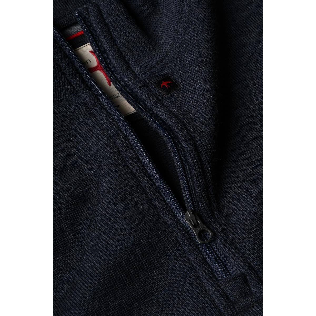Wool Cotton Quarter Zip Dk Navy - Sweaters