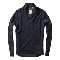 Wool Cotton Quarter Zip Dk Navy - Sweaters