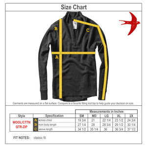 Wool Cotton Quarter Zip Dk Navy - Sweaters