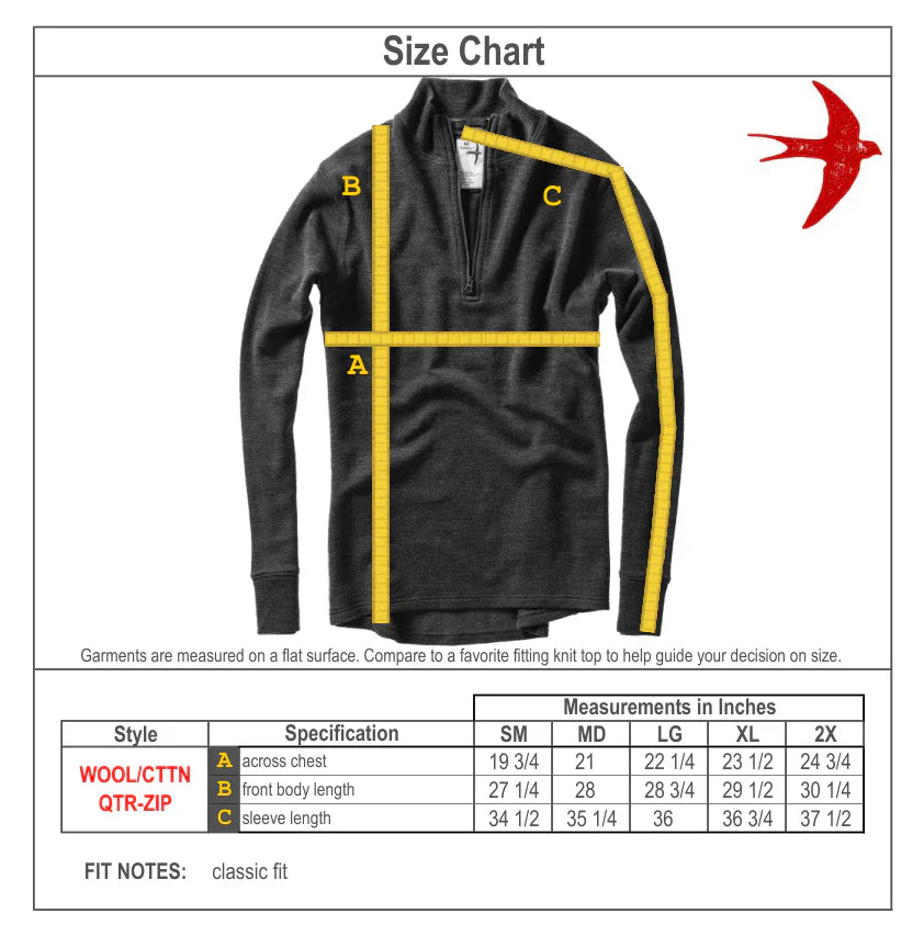 Wool Cotton Quarter Zip Dk Navy - Sweaters