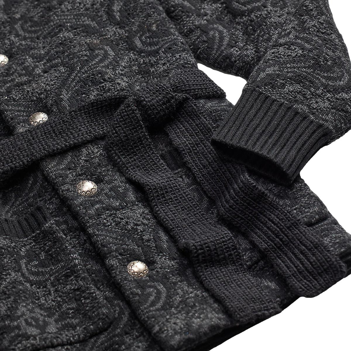 Wool-Cotton Ranch Cardigan Black Multi - Sweater