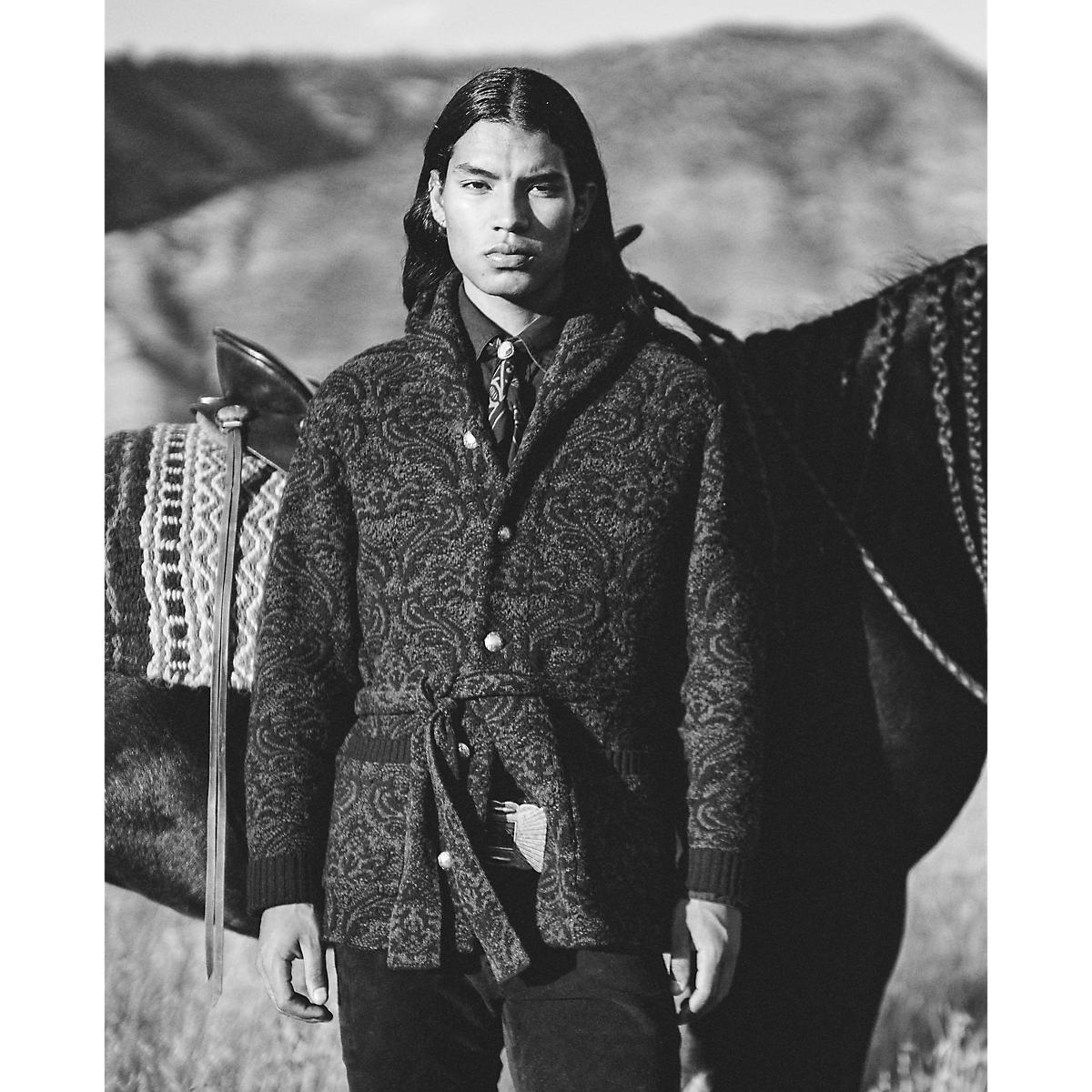 Wool-Cotton Ranch Cardigan Black Multi - Sweater