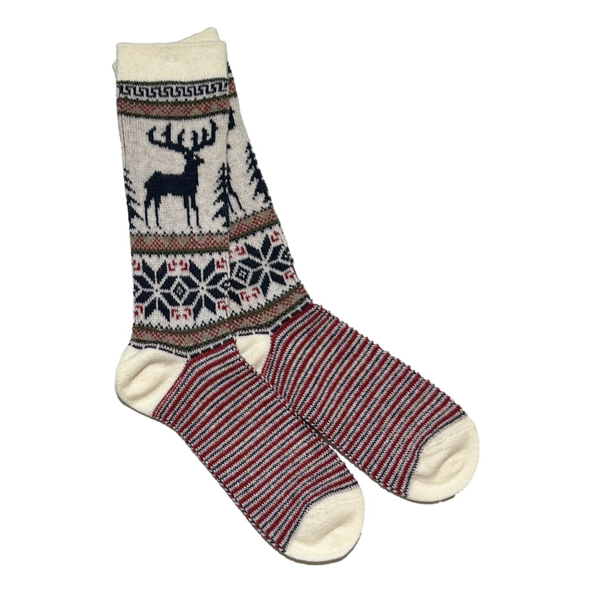 Wool Deer Snow Jq Crew Off White Socks