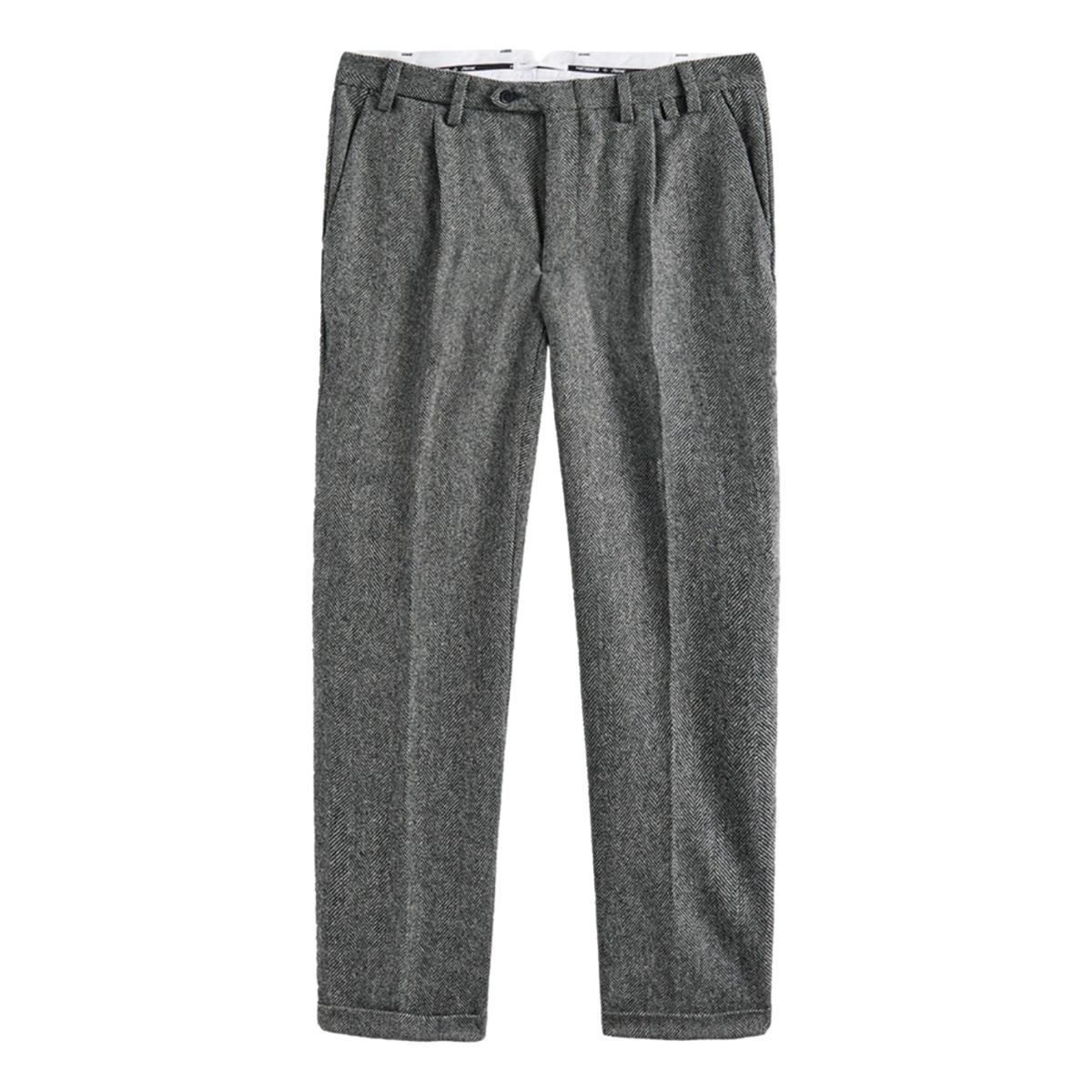 Wool Herringbone Trousers Grey - trousers