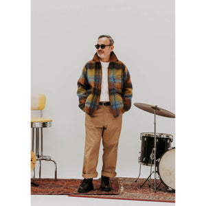 Wool Plaid Sports Jacket Brown - outerwear