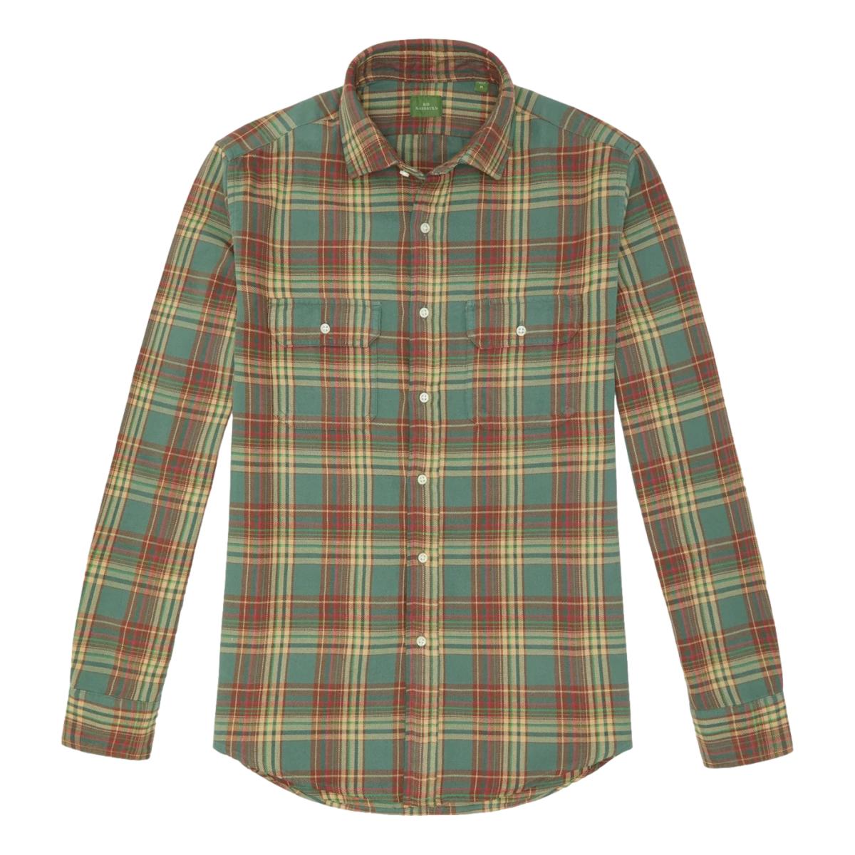 Work Shirt Lovat Tobacco Red Plaid Twill - Shirts