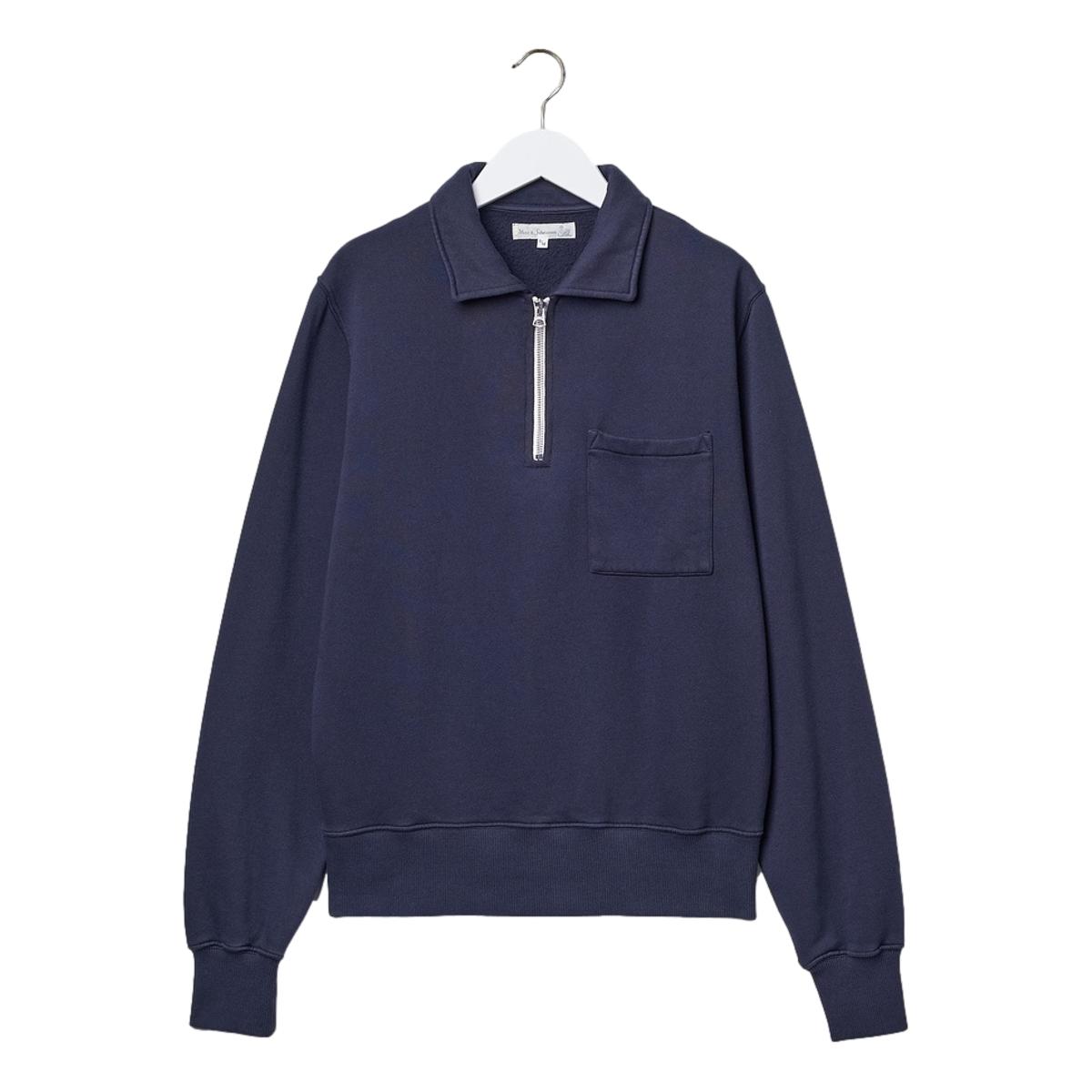 Zip Collar Sweatshirt 11oz. Denim Blue - Sweatshirt